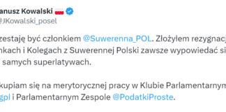Janusz Kowalski już nie suwerenny